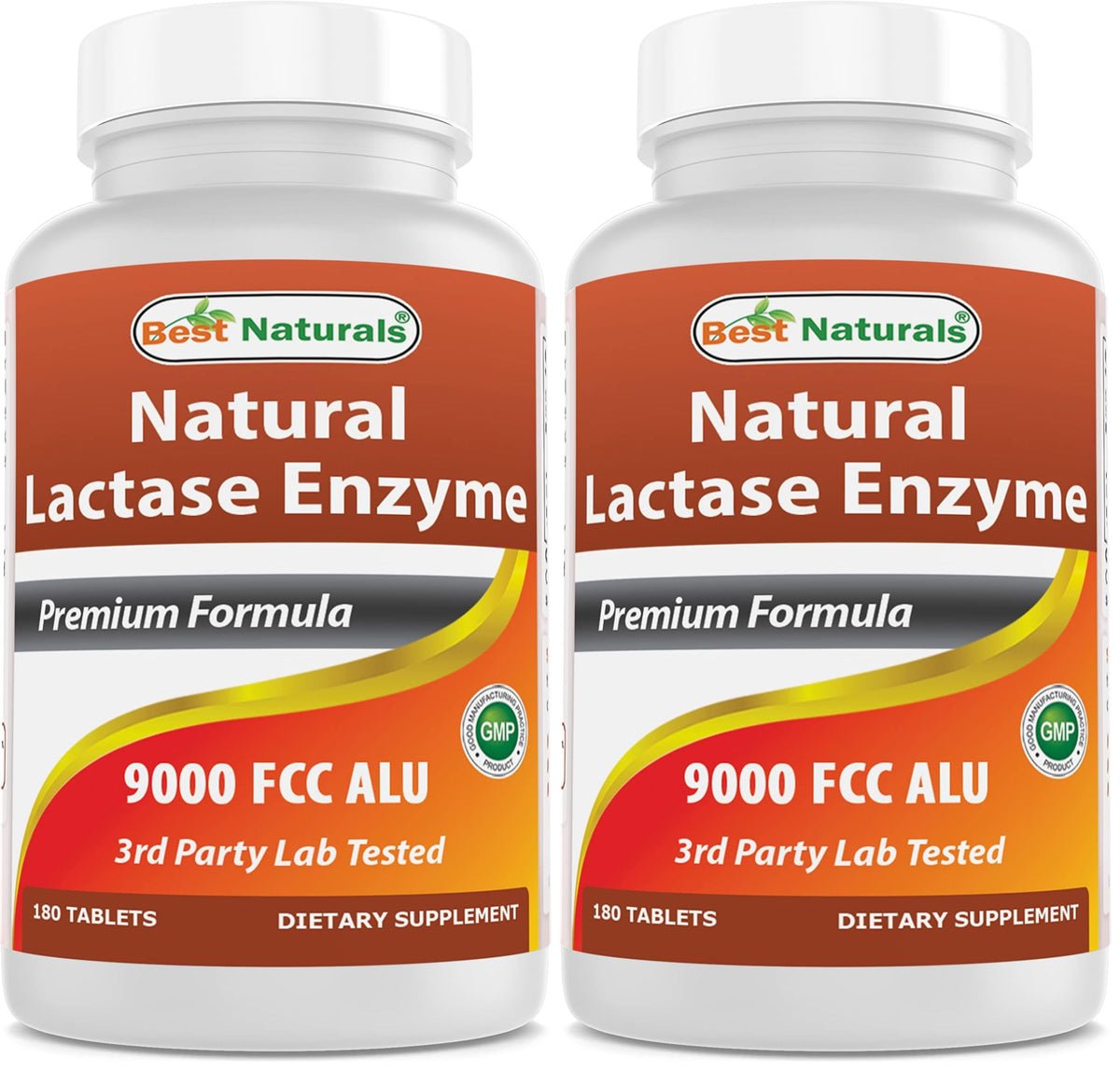 Front view of Best Naturals Lactase Tablets bottle