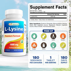 L-Lysine 1000mg tablets close up