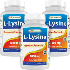 Best Naturals L-Lysine 1000mg bottle with 180 tablets (1 of 3)