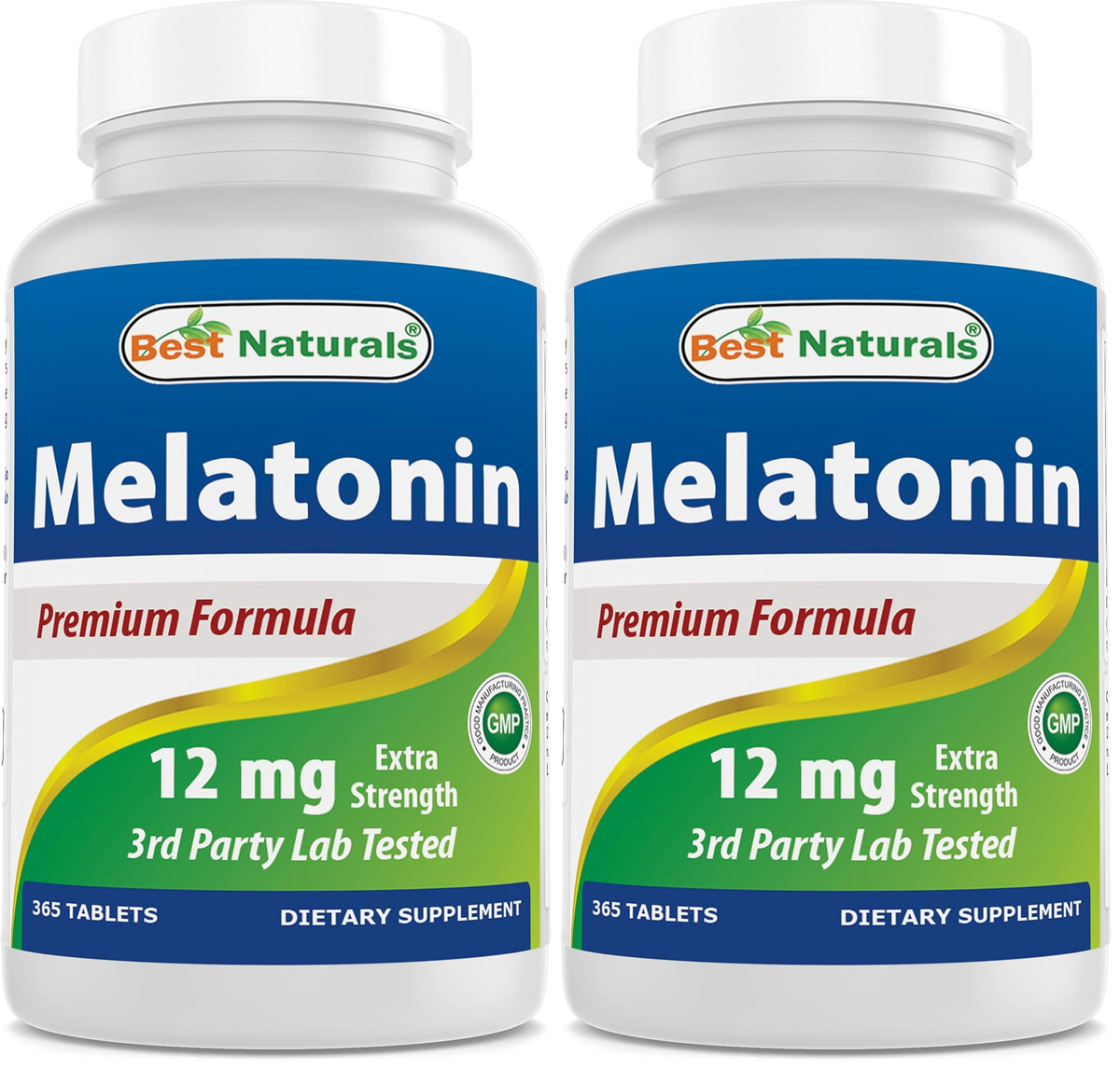 Best Naturals Melatonin 12 mg bottle - 365 count per bottle
