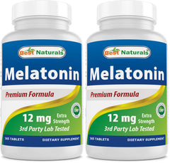 Best Naturals Melatonin 12 mg bottle - 365 count per bottle