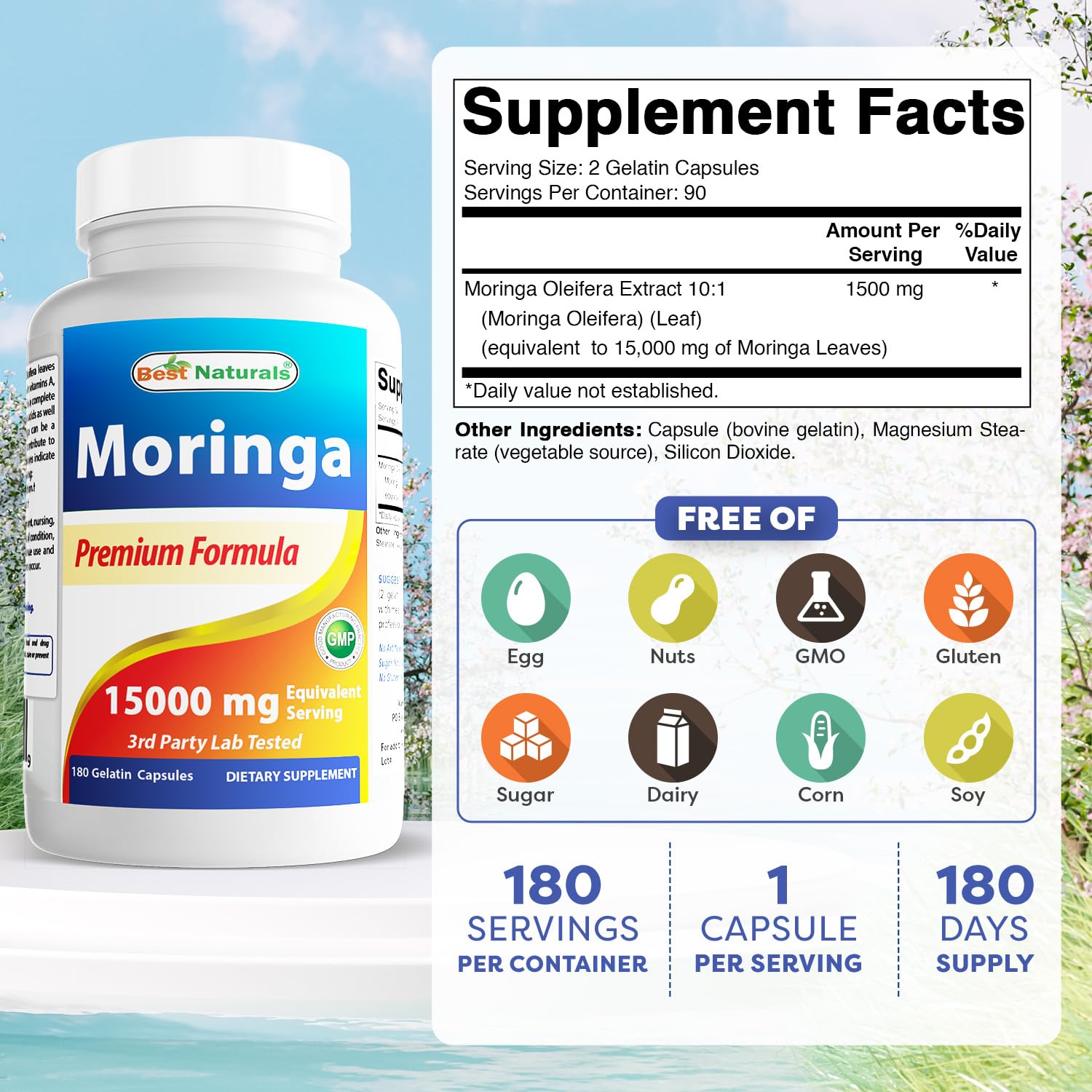 Bottle of Best Naturals Moringa Extract Pack 2