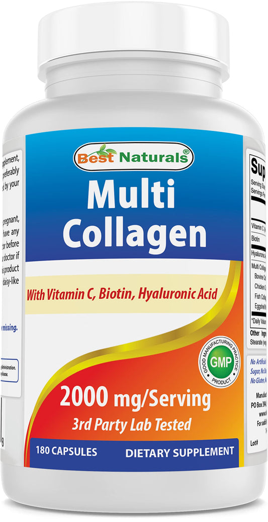 Bottle of Best Naturals Multi Collagen Pills 2000mg