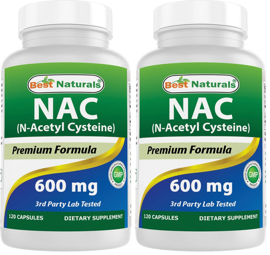 Best Naturals NAC 600 mg bottle with 120 capsules – Pack of 2