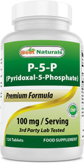 Best Naturals P5P Vitamin B6 bottle with 120 tablets on a white background