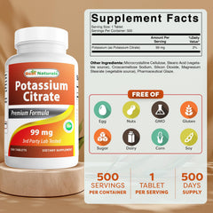 Product label showing 99 mg per tablet