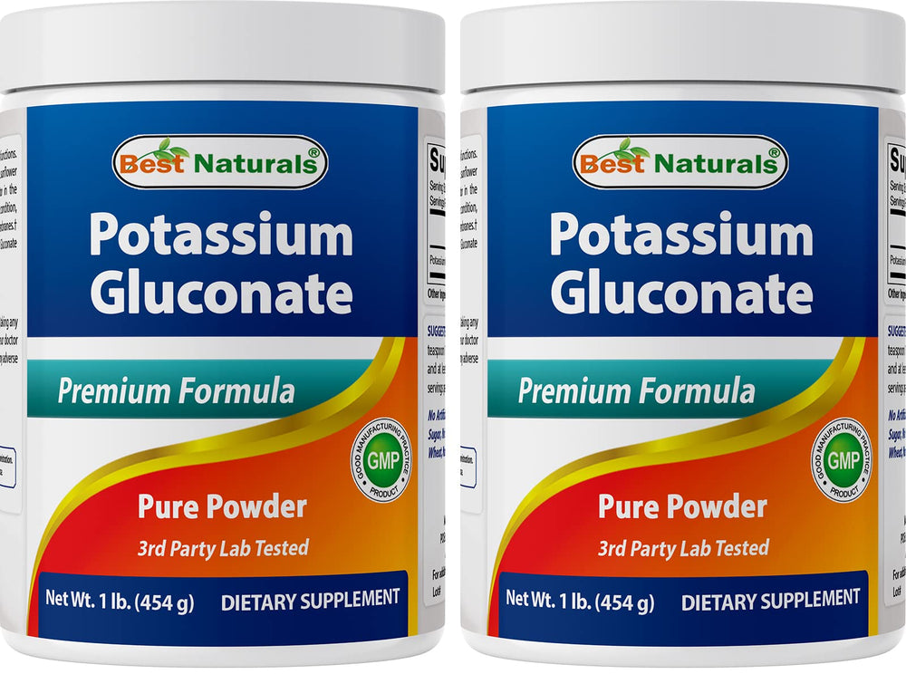 Front view of Best Naturals Potassium Gluconate 1 lb powder bottle