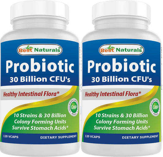 Bottle of Best Naturals Probiotic 10 Strains 120 Veggie Caps