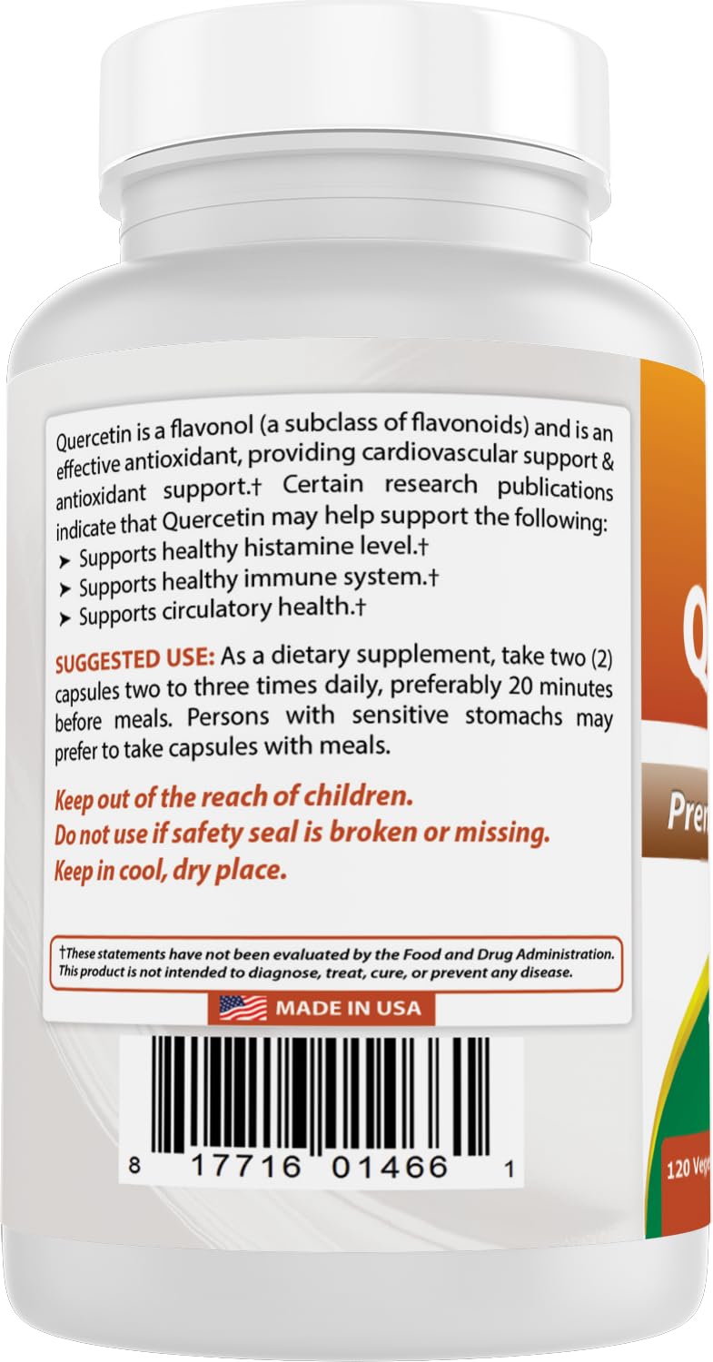 Best Naturals Quercetin label shows serving size and ingredients.