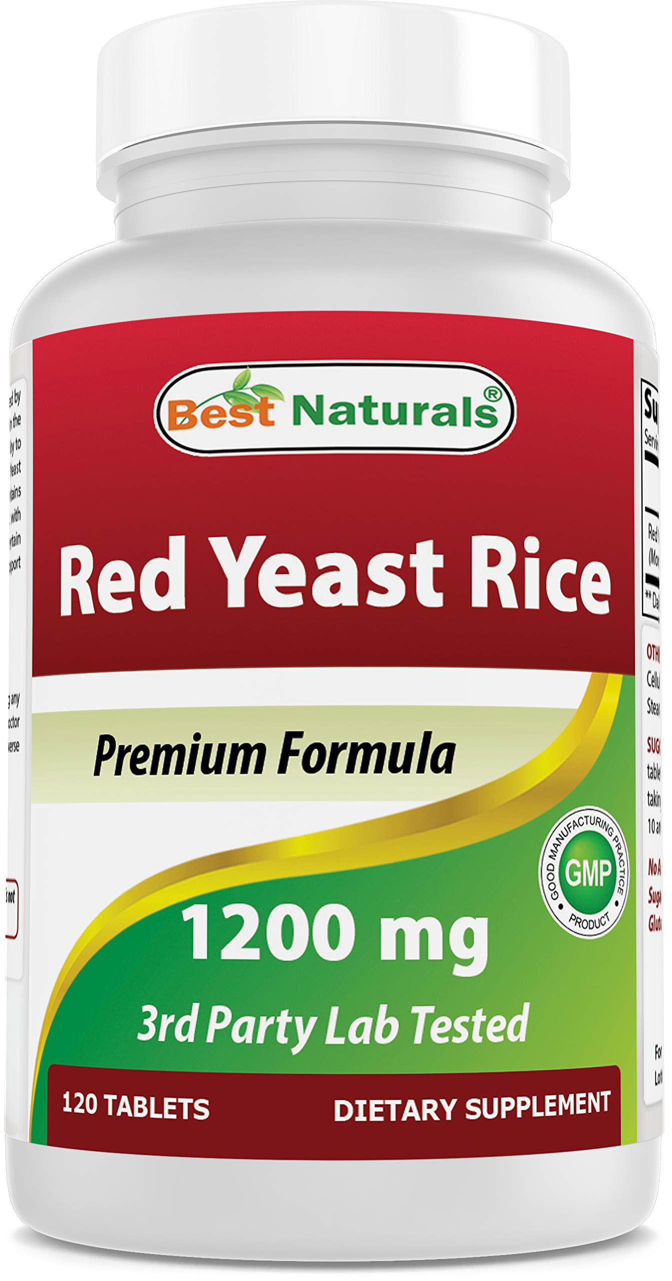 Bottle of Best Naturals Red Yeast Rice 1200 mg with 120 tablets