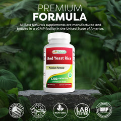 GMP-certified USA-made facility logo with Best Naturals Red Yeast Rice
