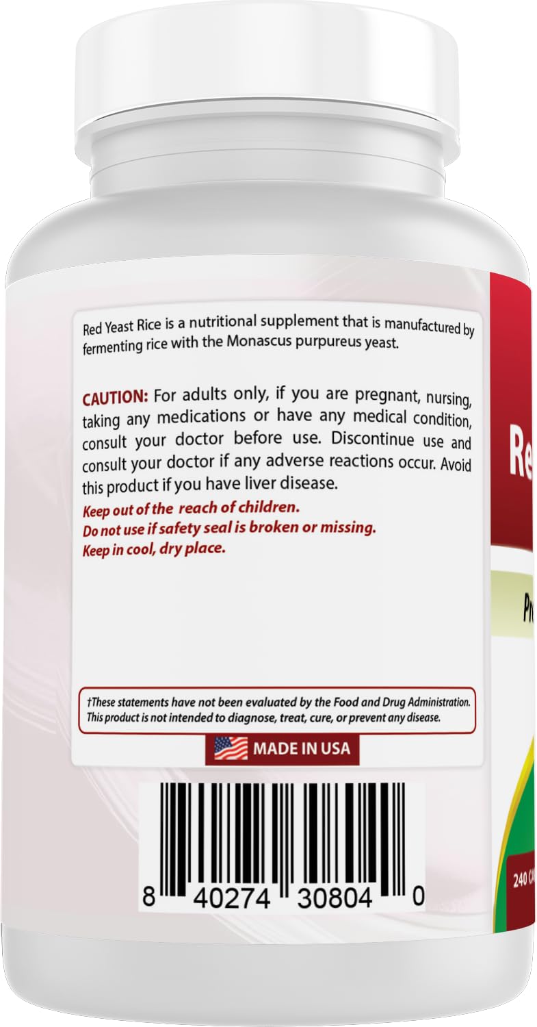 Lifestyle image: red yeast rice supplement bottle on countertop