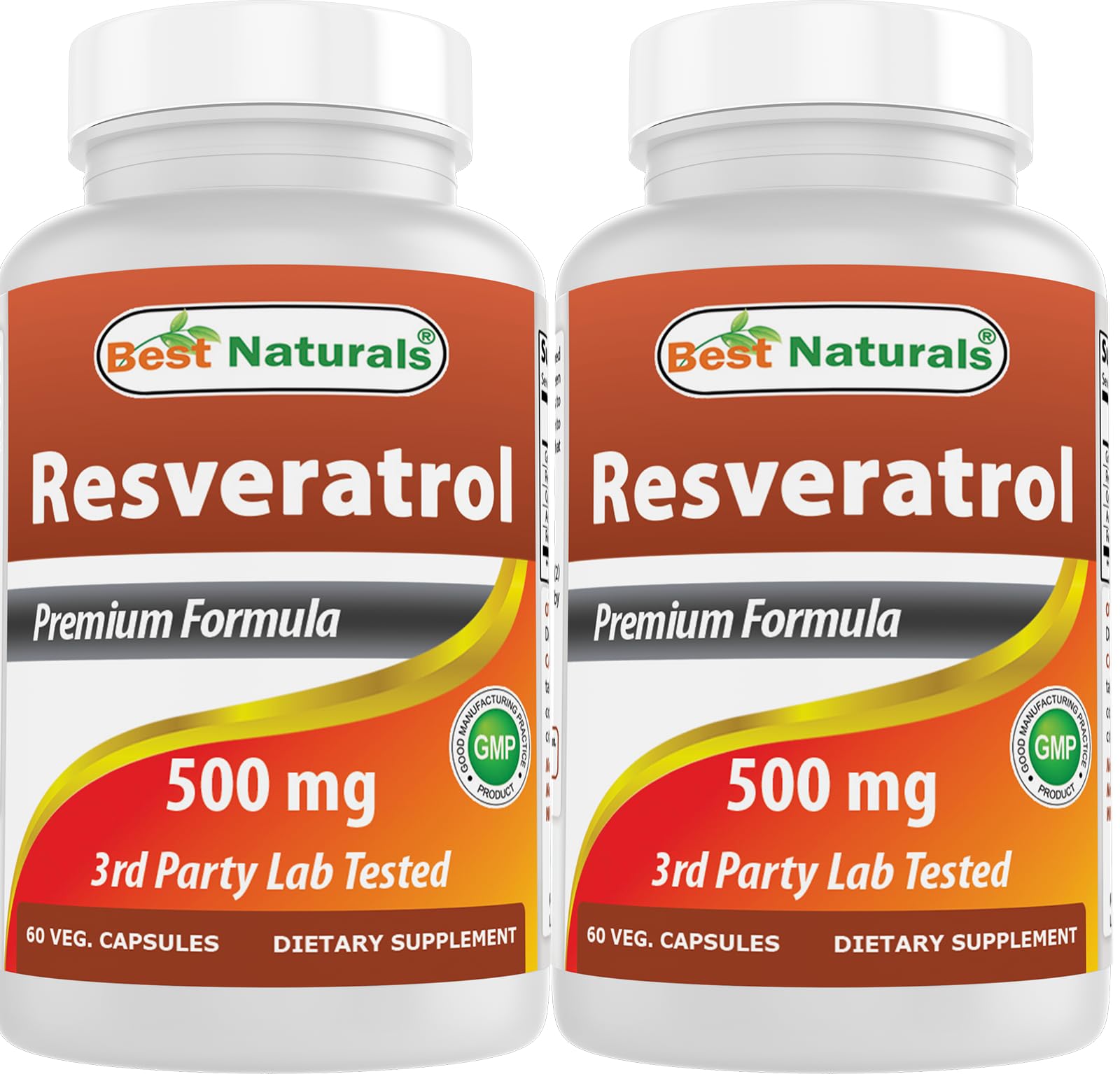 Hero image: two-pack Best Naturals Resveratrol Complex 500 mg (120 capsules total)