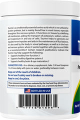 454 servings per bottle indicator on taurine powder container