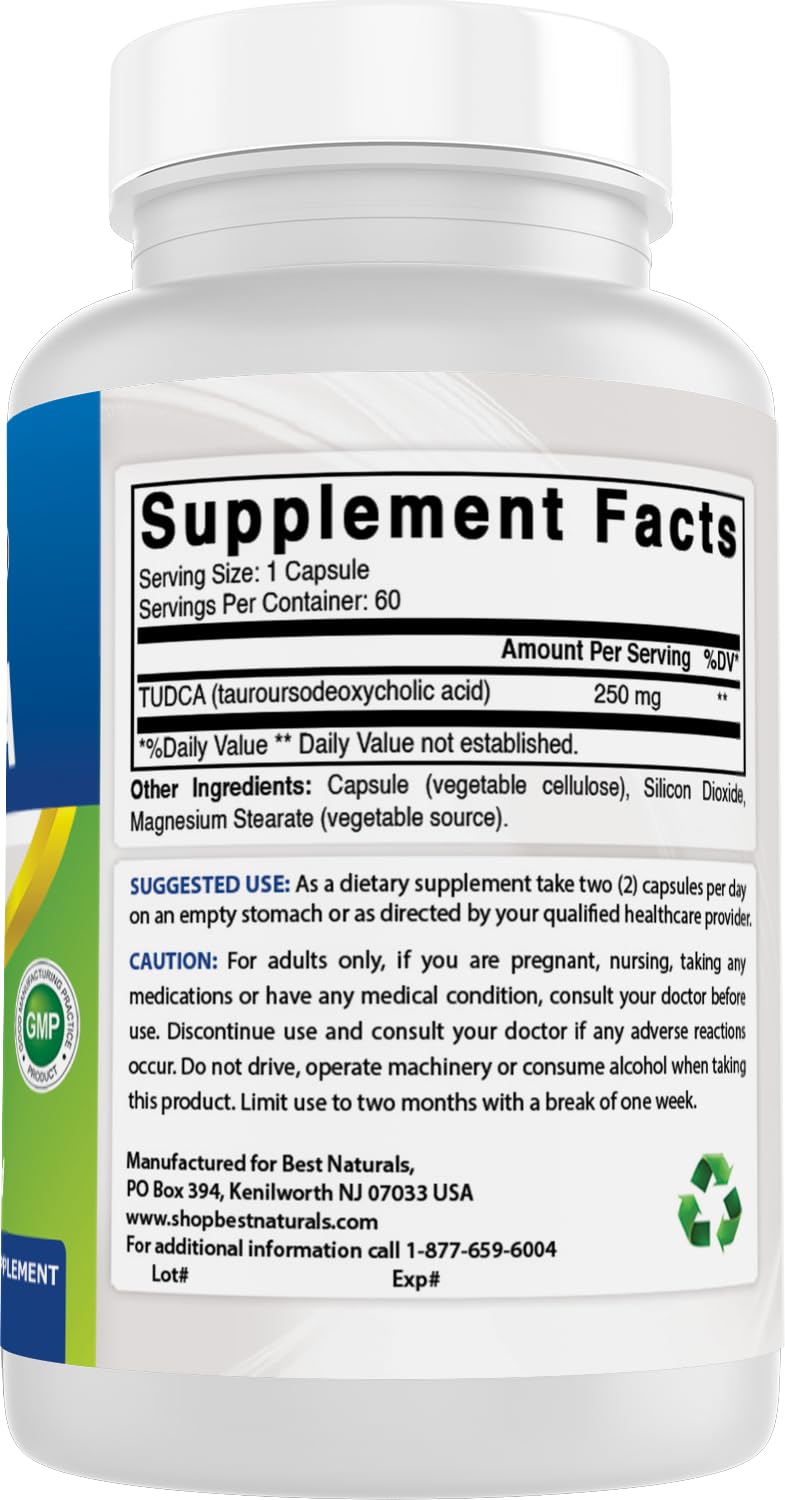 Close-up of Tudca 250mg vegetarian capsule