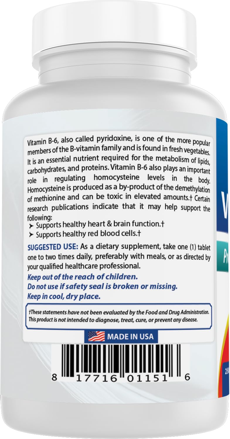 Nutrition facts panel of Best Naturals Vitamin B6 50 mg