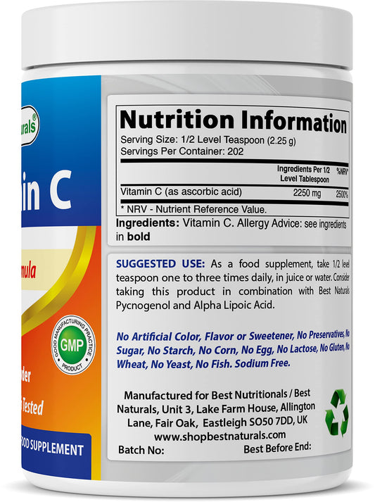 Vitamin C powder in measuring scoop
