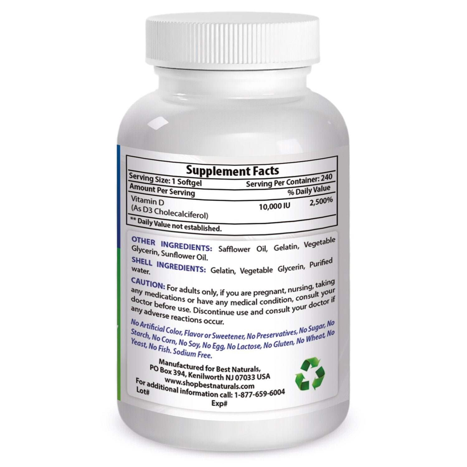 Bottle with 240 softgels and packaging