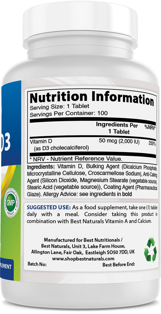 Back view of bottle showing 100 tablets