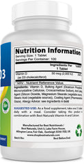 Back view of bottle showing 100 tablets