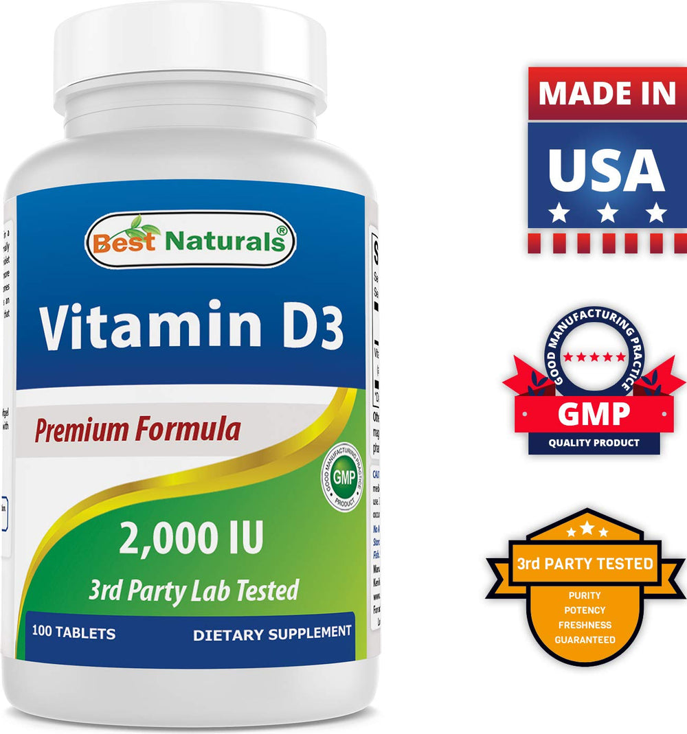 Packaging graphics and barcode on Best Naturals Vitamin D3 bottle