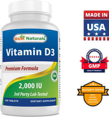 Packaging graphics and barcode on Best Naturals Vitamin D3 bottle
