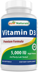 Best Naturals Vitamin D3 5000 IU 360 Softgels bottle
