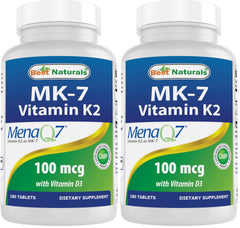 Bottle of Best Naturals Vitamin K2 MK7 with D3, 180 tablets