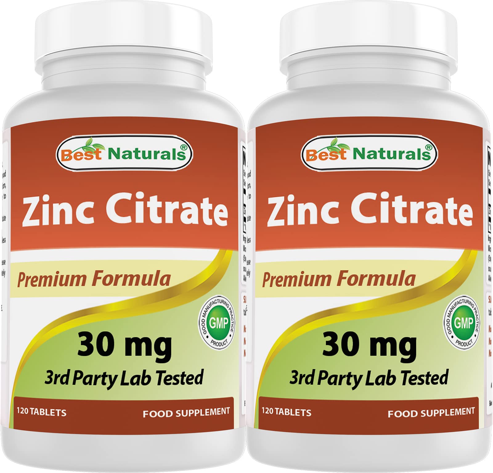 Hero image of Best Naturals Zinc 30mg (zinc citrate) bottle