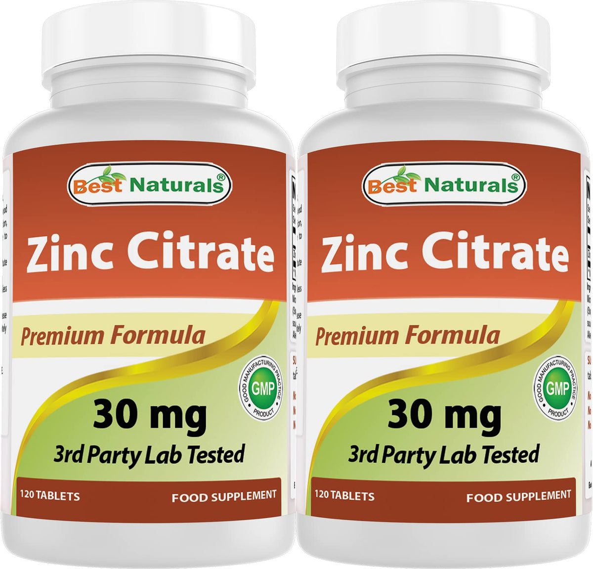 Hero image of Best Naturals Zinc 30mg (zinc citrate) bottle
