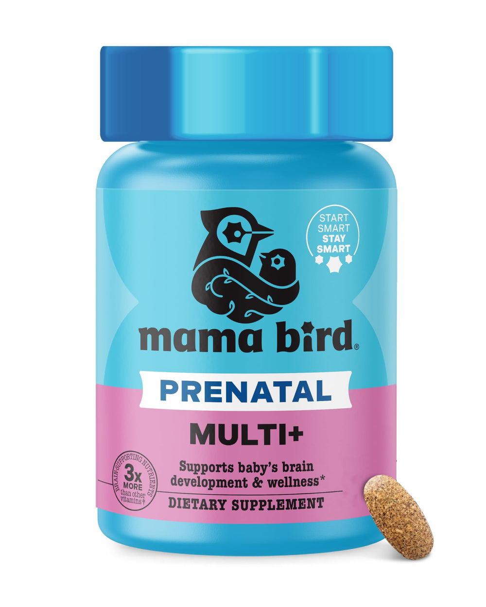 Best Nest Wellness Mama Bird bottle on countertop supporting daily prenatal nutrition