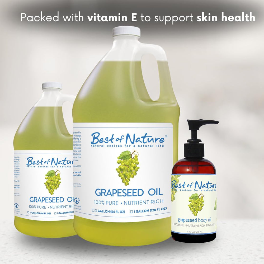 Non-greasy, fast-absorbing grapeseed oil texture on skin