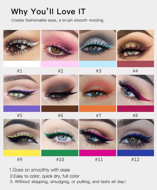 BestLand rainbow eyeliner swatches highlight the bright neon colors for creative designs
