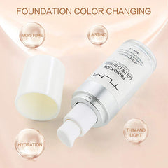 BestLand TLM Colour Changing Foundation texture image emphasizes hydration and light feel on skin.