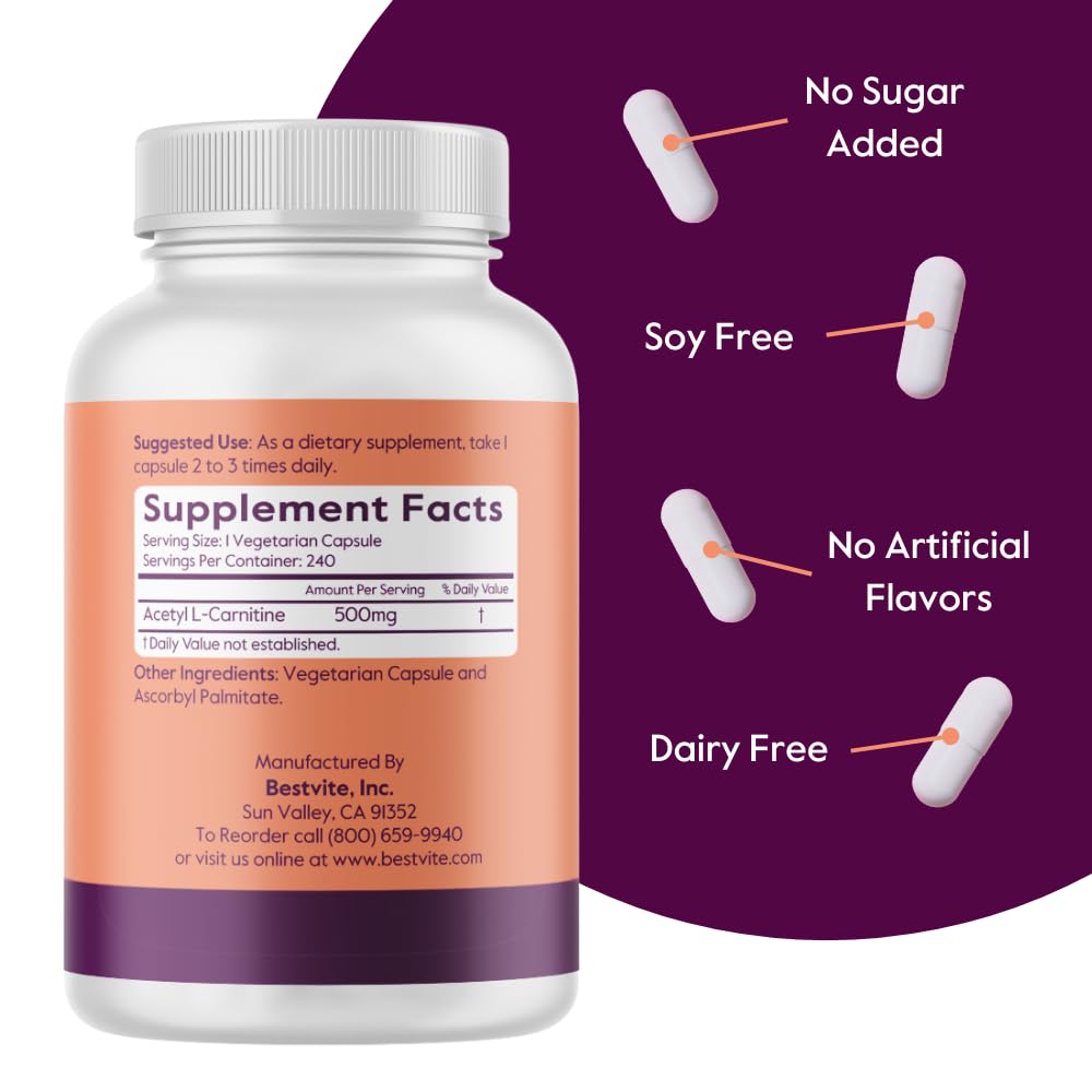 Close-up of Acetyl L-Carnitine 500mg capsules