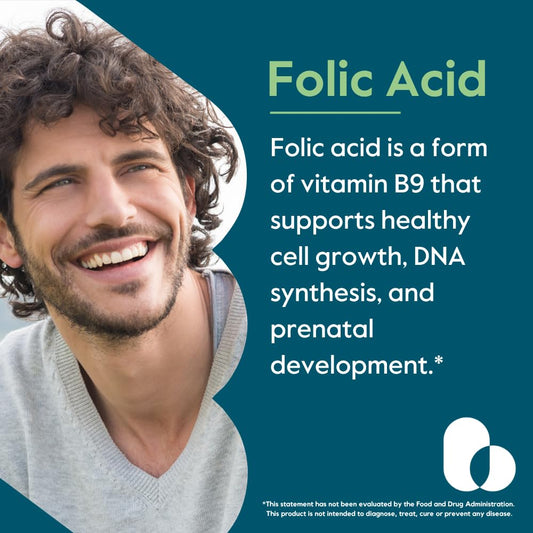Close-up of BESTVITE Folic Acid 1000mcg bottle label