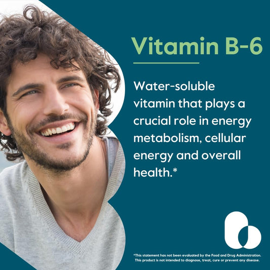 Packaging back view of BESTVITE Vitamin B-6 200mg 240 Vegetarian Capsules
