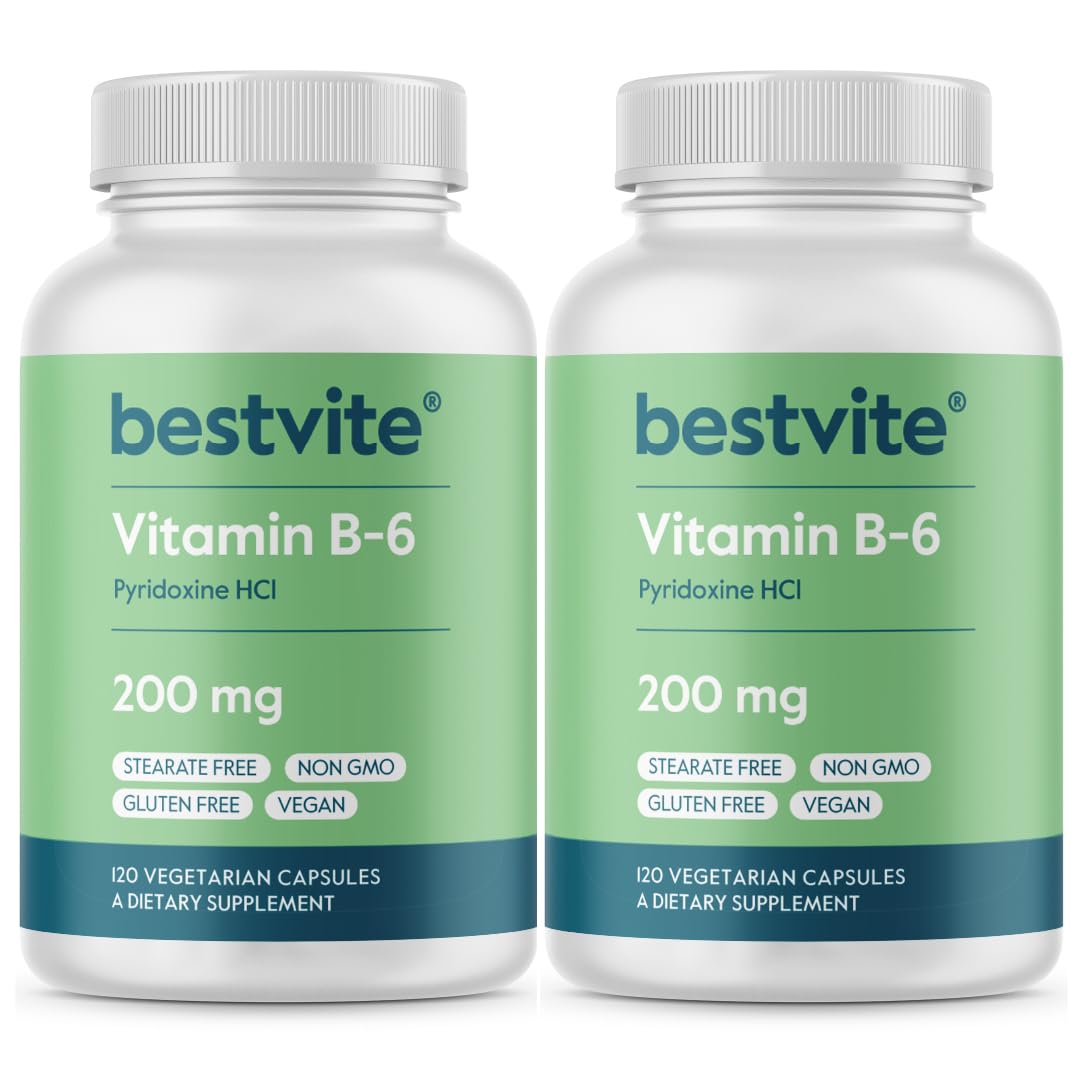 BESTVITE Vitamin B-6 200mg 240 Vegetarian Capsules - product hero