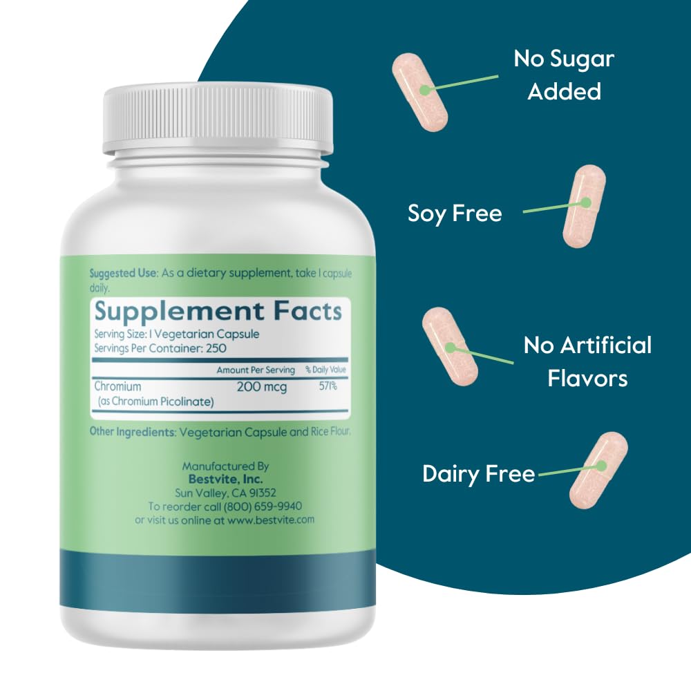 Close-up of Chromium Picolinate capsule and bottle