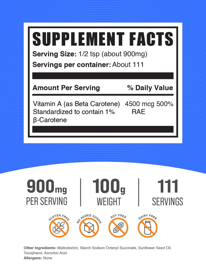 Beta Carotene powder with 900 mg per serving