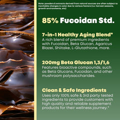 Close-up of Beta Glucan 1,3/1,6 and Fucoidan ingredients