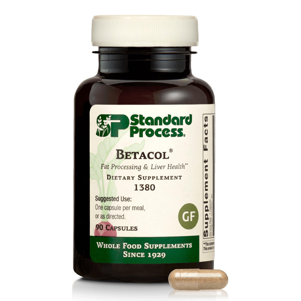 Betacol bottle highlighting liver function and bile production