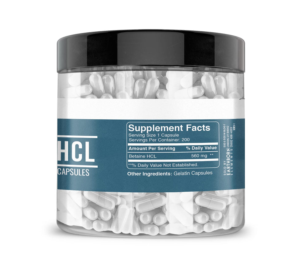 Close-up view of Betaine HCl capsules