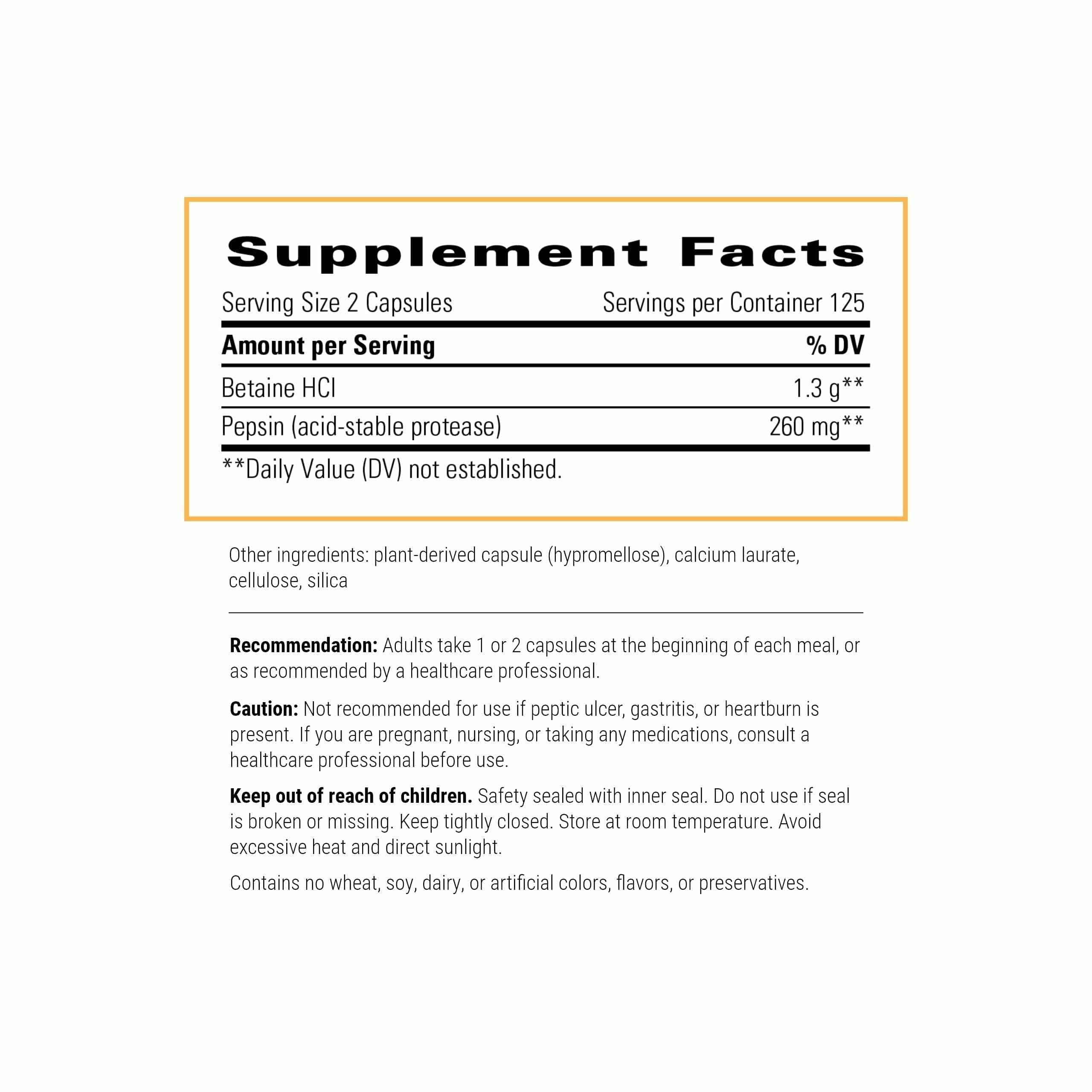 Gut health and protein digestion support with Betaine HCl