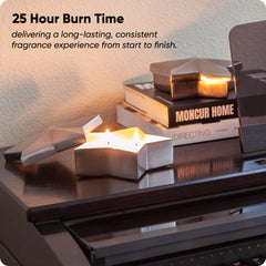 Bethlehem Lights silver star candle aroma blends fir balsam and bergamot