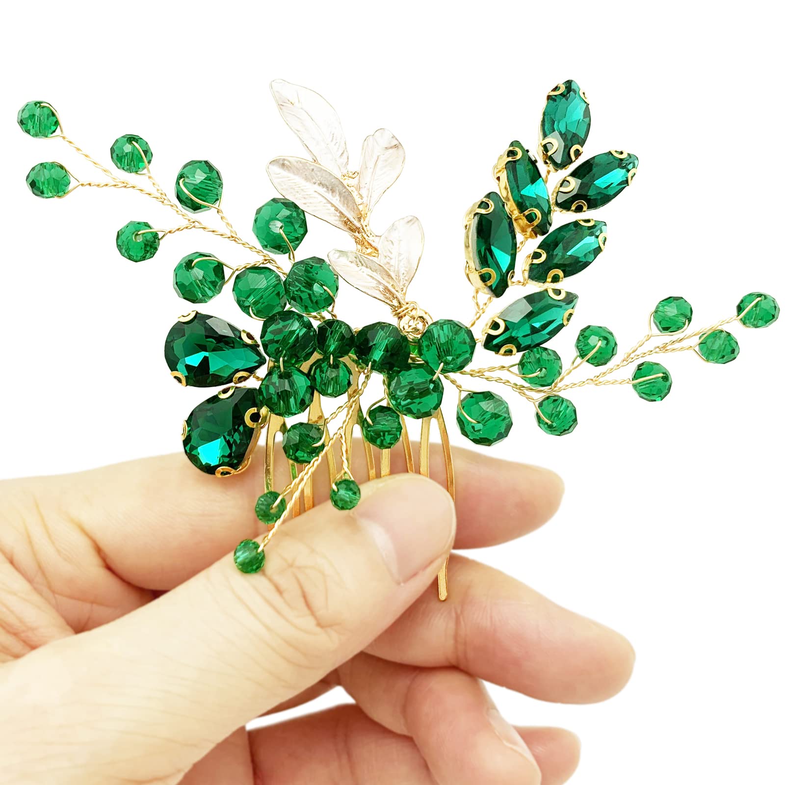 BETITETO green crystal leaf hair vine for garden wedding looks