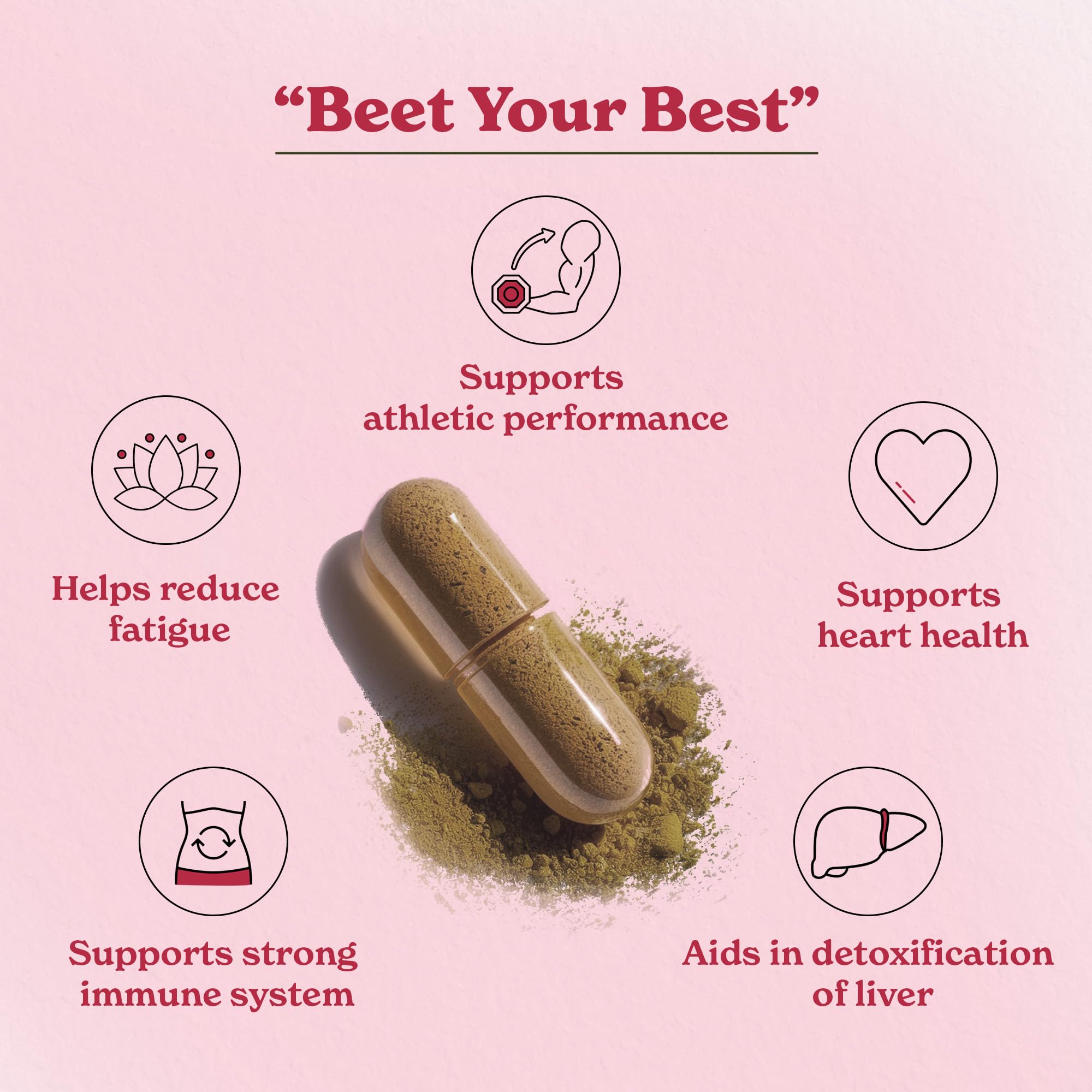 Nutrition label on Beet Root Powder Capsules bottle