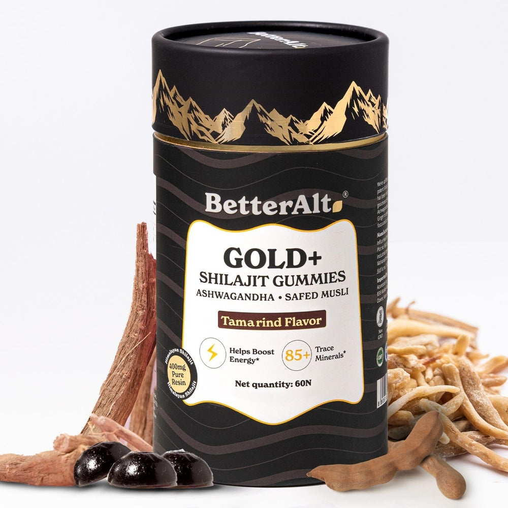 Better Alt GOLD+ Shilajit Gummies – Ashwagandha, Safed Musli, Ginger ...
