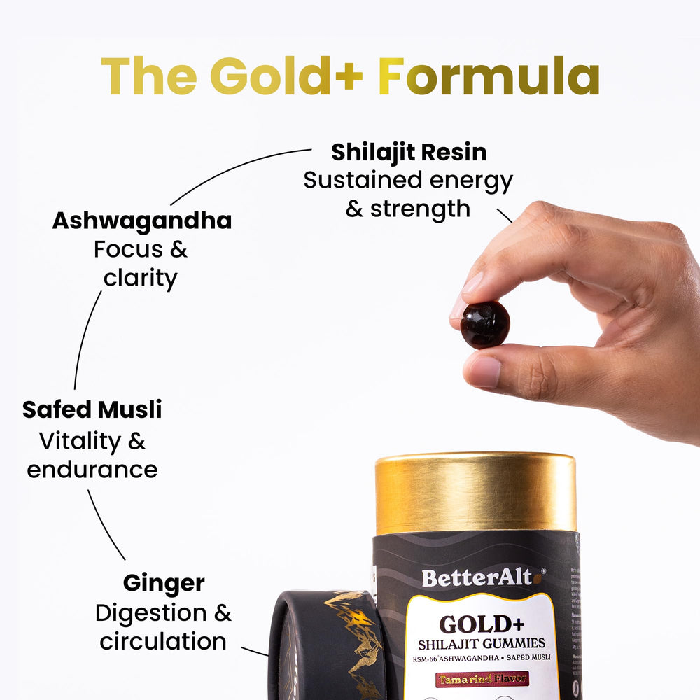 Better Alt GOLD+ Shilajit Gummies – Ashwagandha, Safed Musli, Ginger ...