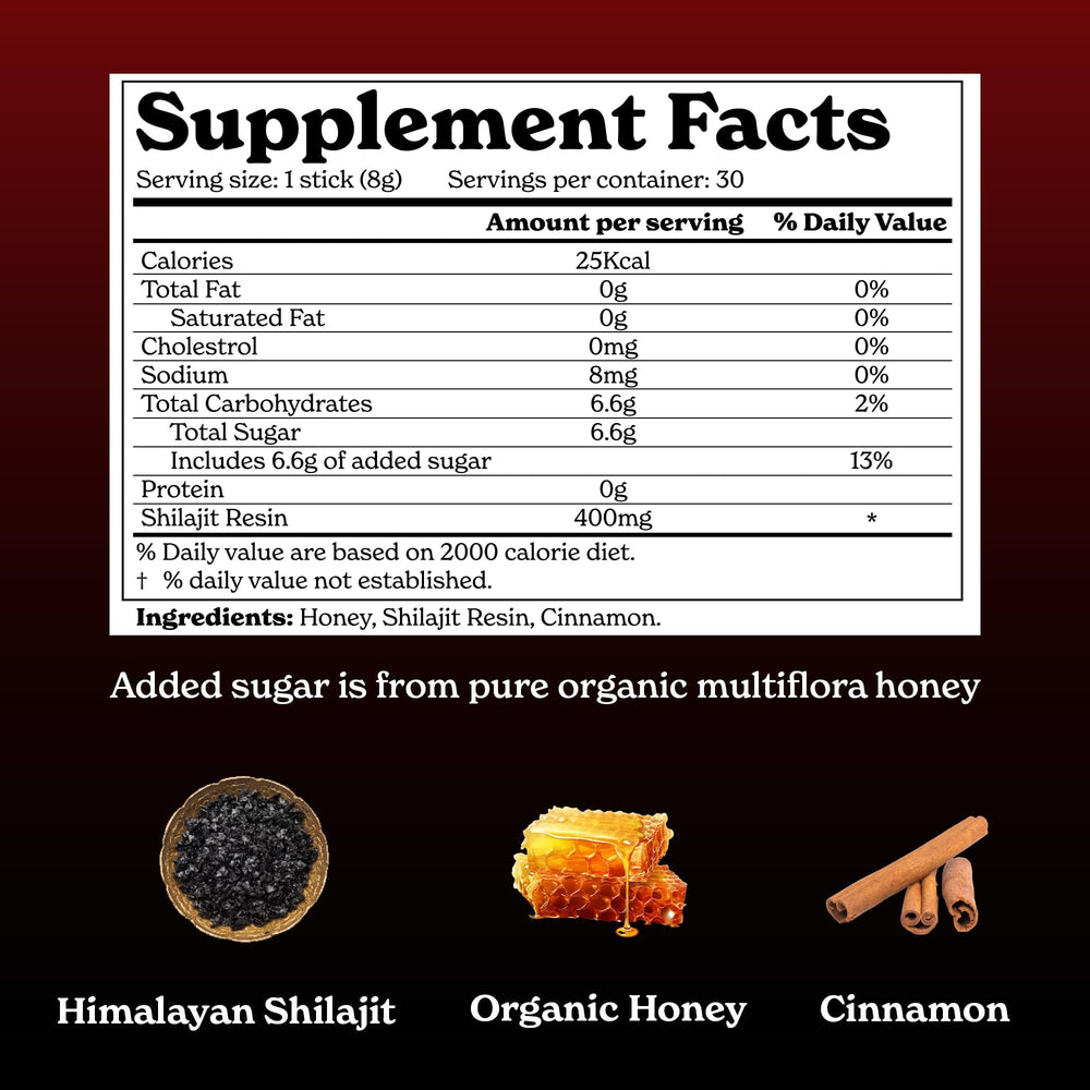 Box of 30 Shilajit Cinnamon Honey Sticks